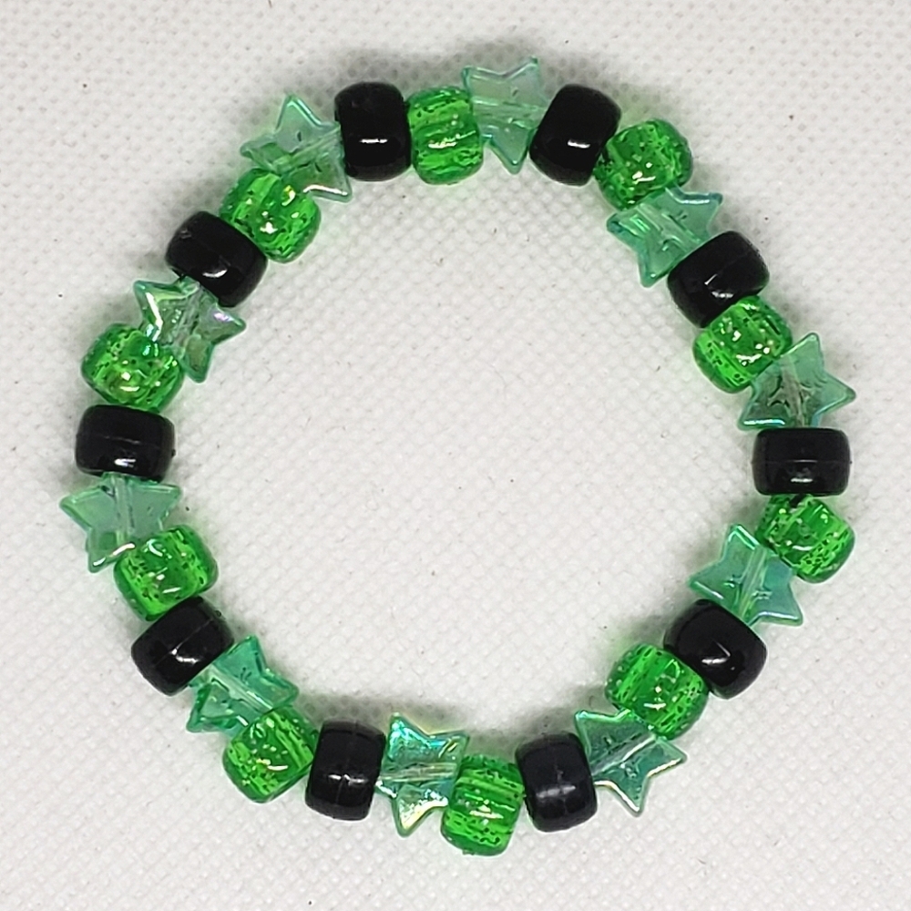 Handmade Green Glitter Star Kandi Bracelet